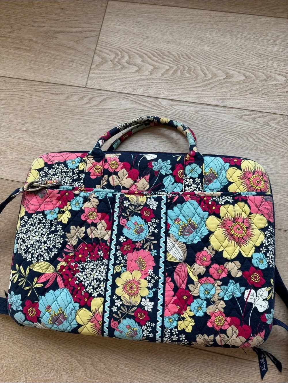 Vintage Vera Bradley Mod Floral Blue Messenger Laptop Bag Retired Y2K